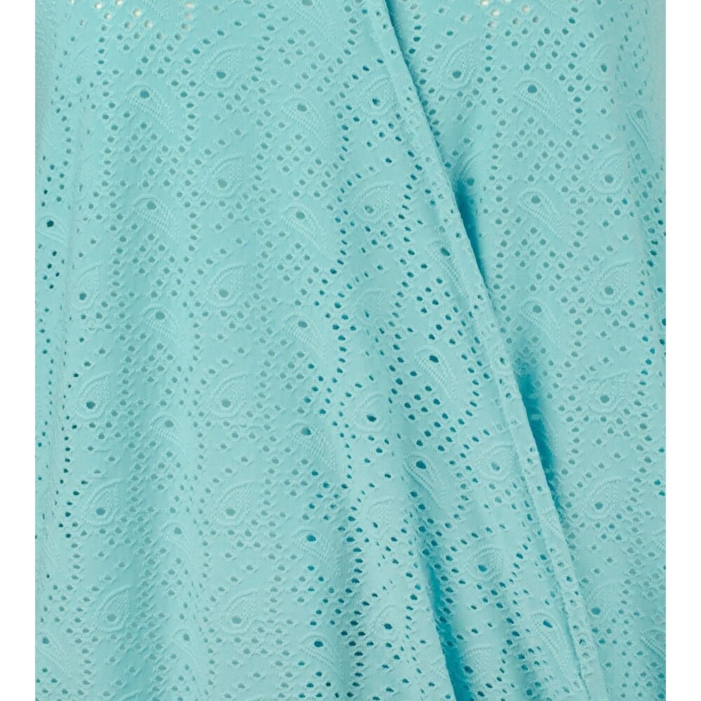 Michael Kors Women's Paisley Eyelet Wrap Sleeveless Top Blouse Small Turquoise - Picture 3 of 4